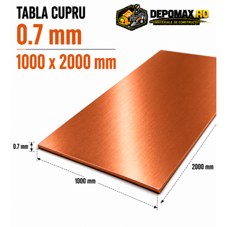 Tabla cupru 0.7mm – 1000 x 2000 mm – EN Cu-DHP